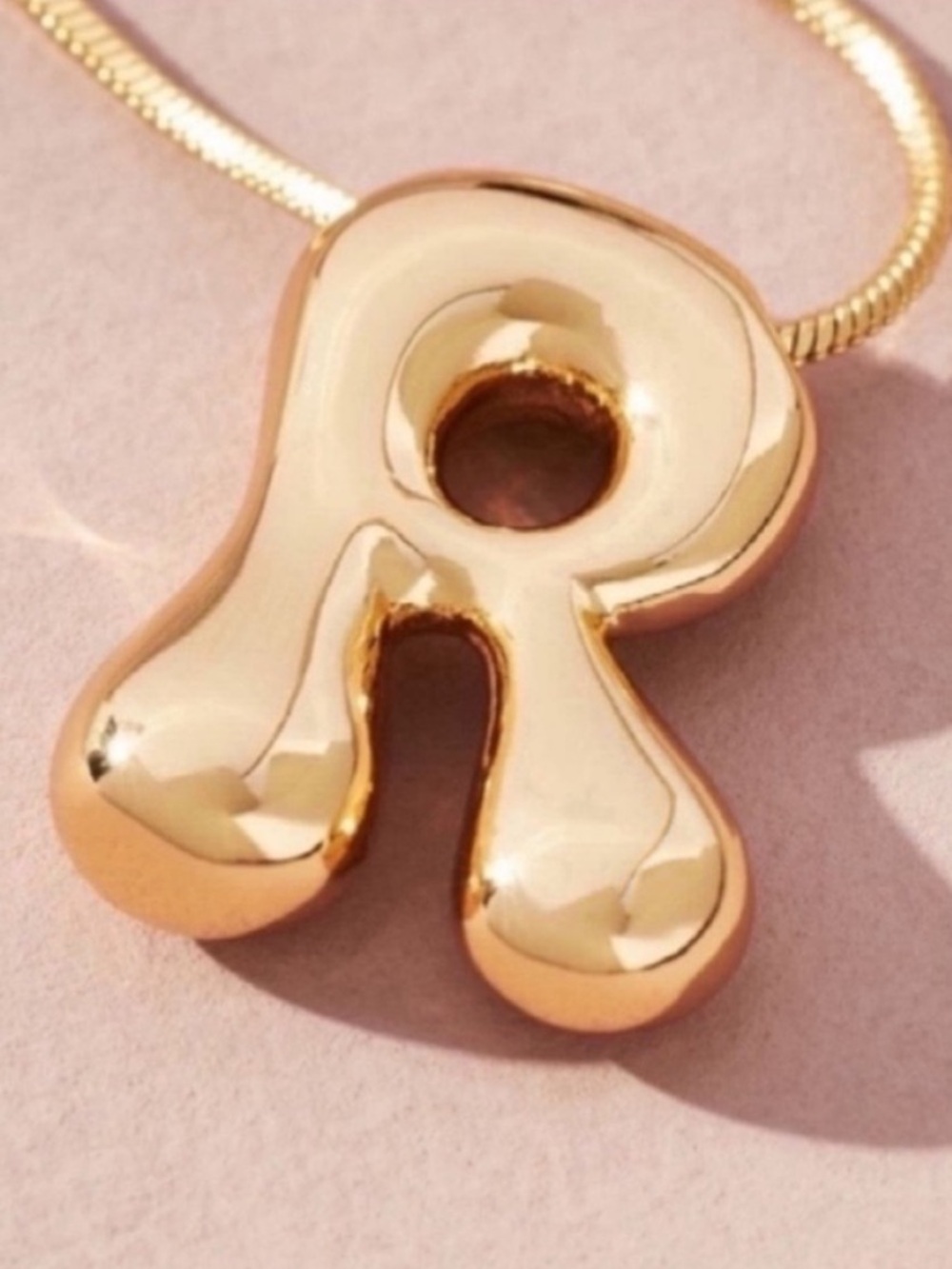 New! Gold Bubble Monogram Initial Letter Necklace NWOT
